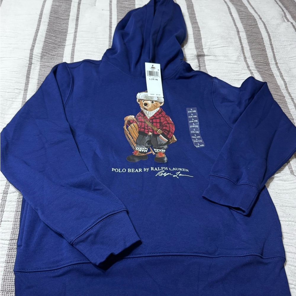 Ralph Lauren Kids' Polo Bear Navy Hoodie - Picture 2 of 5